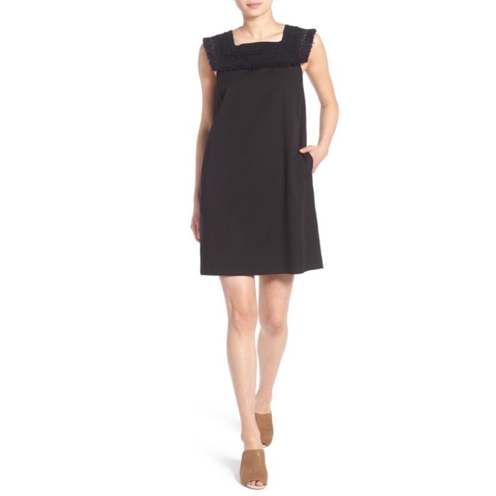 Madewell Black Sundream Fringe Shift Dress